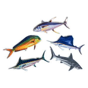 Fish Stickers (5 Pack) Yellowfin, Bull Shark, Sailfish, Mahimahi, Blue Marlin